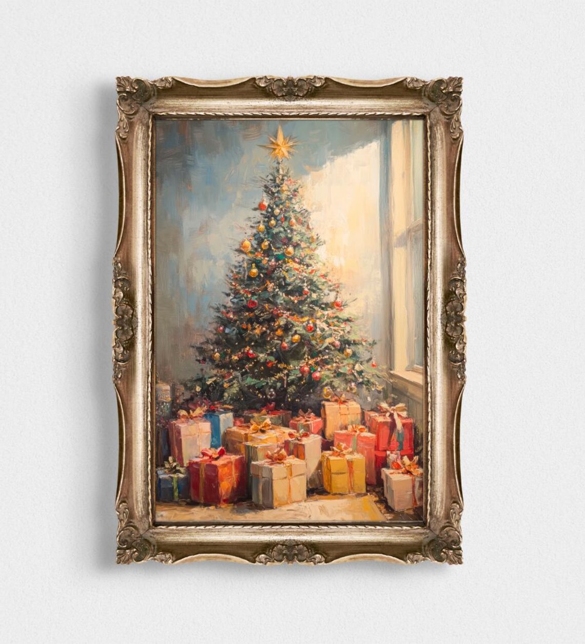 Christmas Tree By Sunlit Window With Gifts Impressionist Poster - Image 3