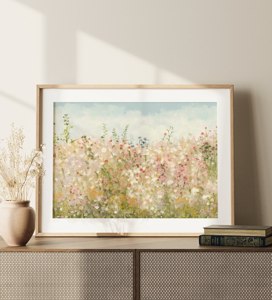 Soft Wildflower Meadow Pastel Floral Landscape Dreamy Art Poster - Image 2
