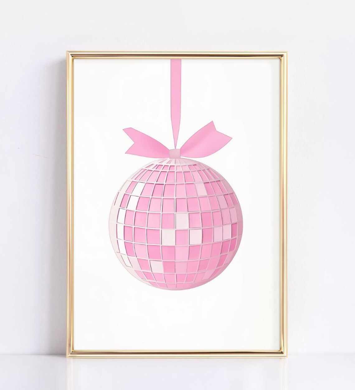 Pink Disco Ball with Bow Hanging Preppy Girly Room Party Poster - Image 4