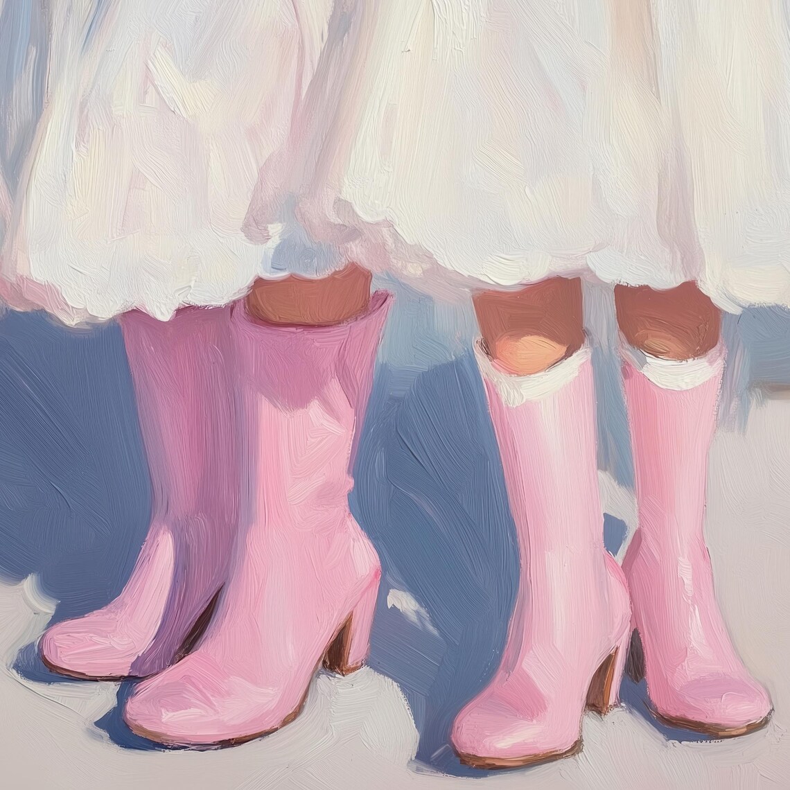Two Girls in Pink Cowboy Boots on Beach Preppy Coastal Wall Art - Image 2