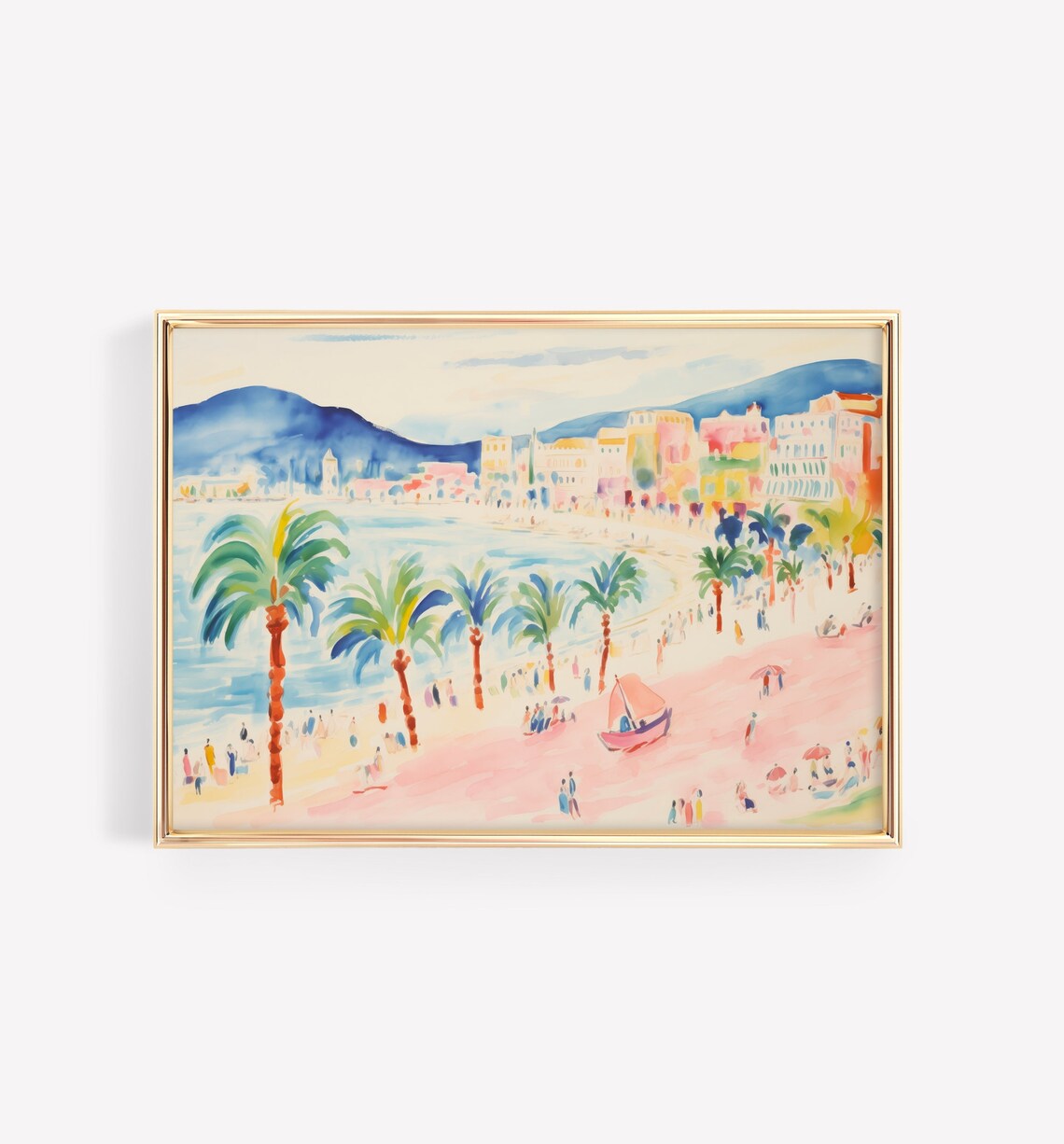 Matisse Inspired Riviera Beach Palms Waterfront Cityscape Art Poster - Image 3