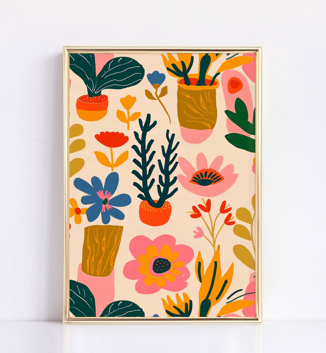 Modern Botanical Illustration Potted Plants Colorful Flat Art Poster - Image 3