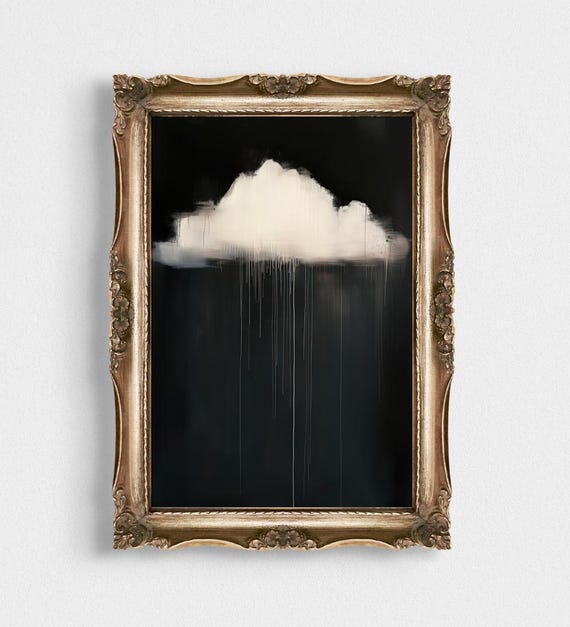 Dark Moody Cloud Print Gothic Romantic Cottagecore Art Vintage Style Oil Painting Dark Academia Home Decor Above Bed Wall Art