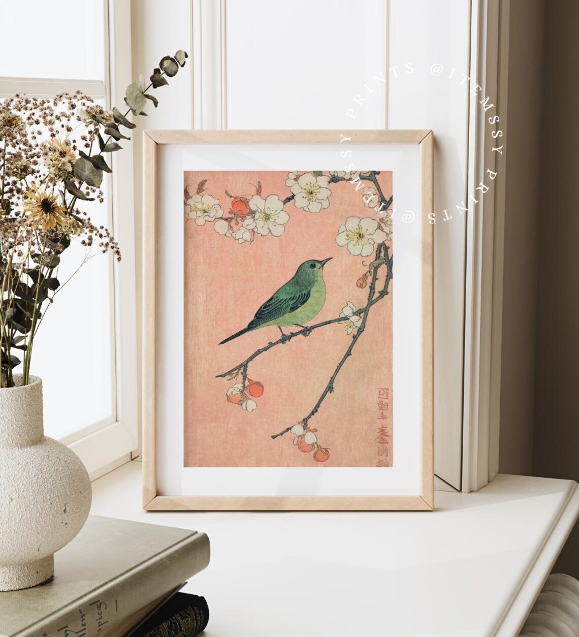 Antique Japanese Botanical Print, Vintage Floral Bird Illustration - Image 3