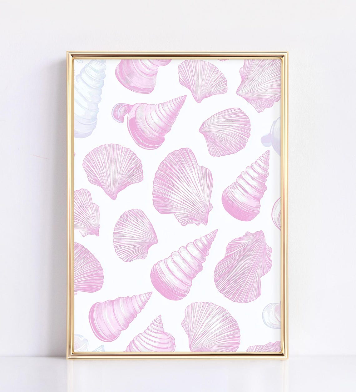 Pink Pastel Seashells Scattered Shell Beach Dorm Decor Poster - Image 3