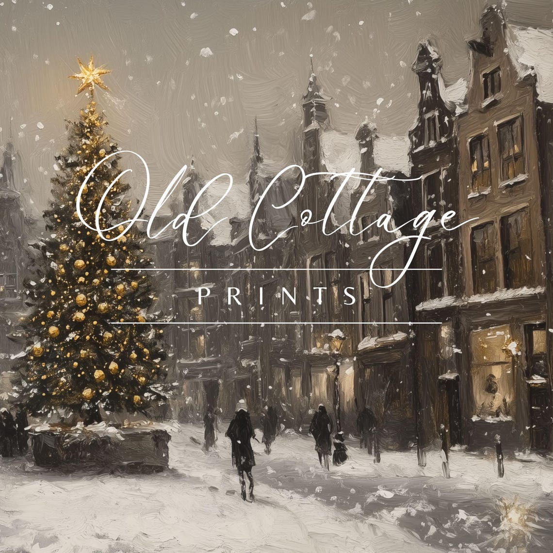 Snowy Christmas Street with Grand Tree Vintage Holiday Scene Poster - Image 4