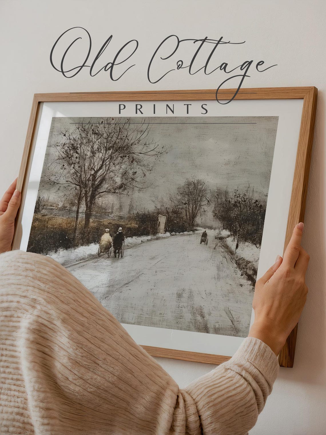 Snowy Winter Road with Figures Vintage Cold Landscape Art Print - Image 2