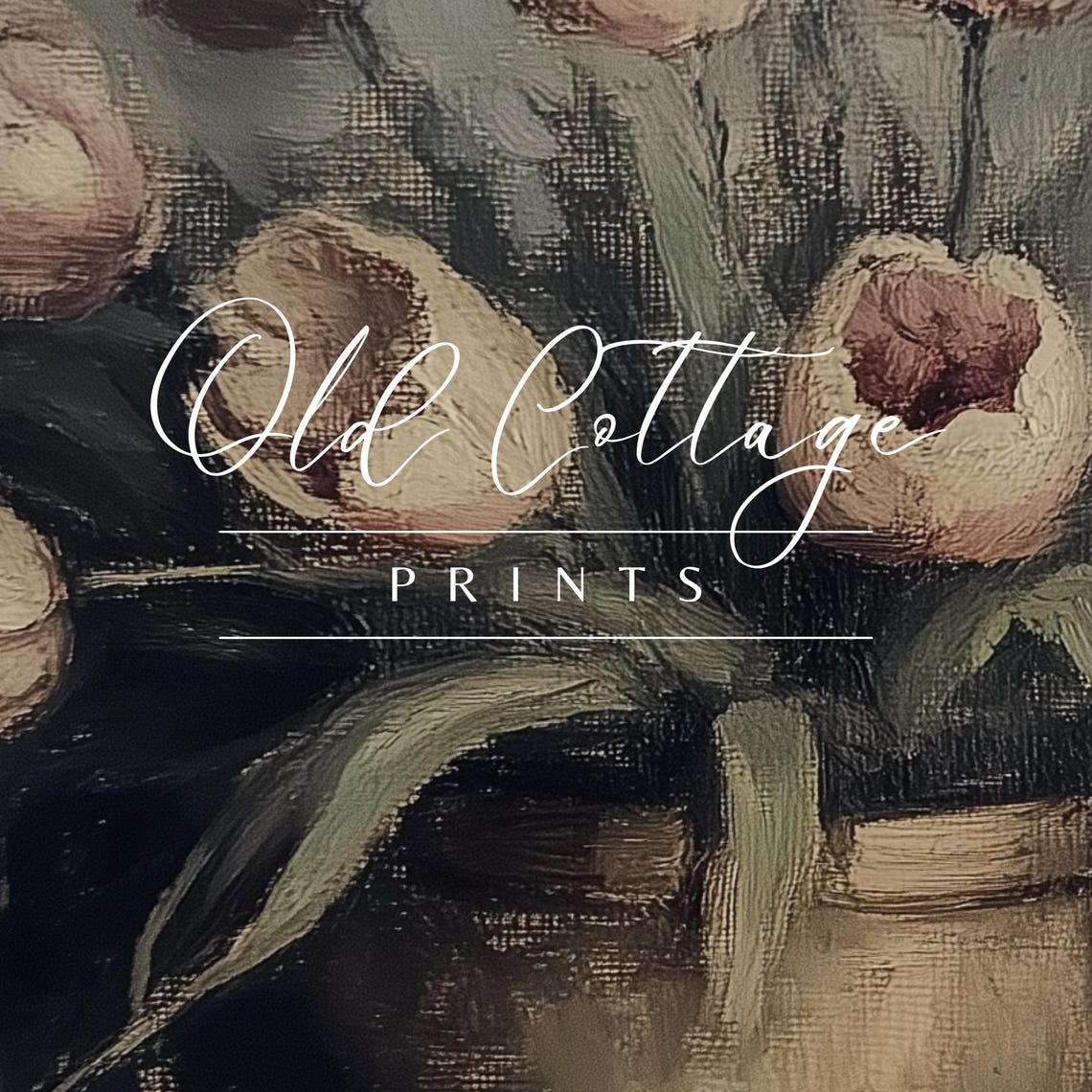 Blush Tulips in Brass Vase Dark Moody Floral Still Life Print - Image 2