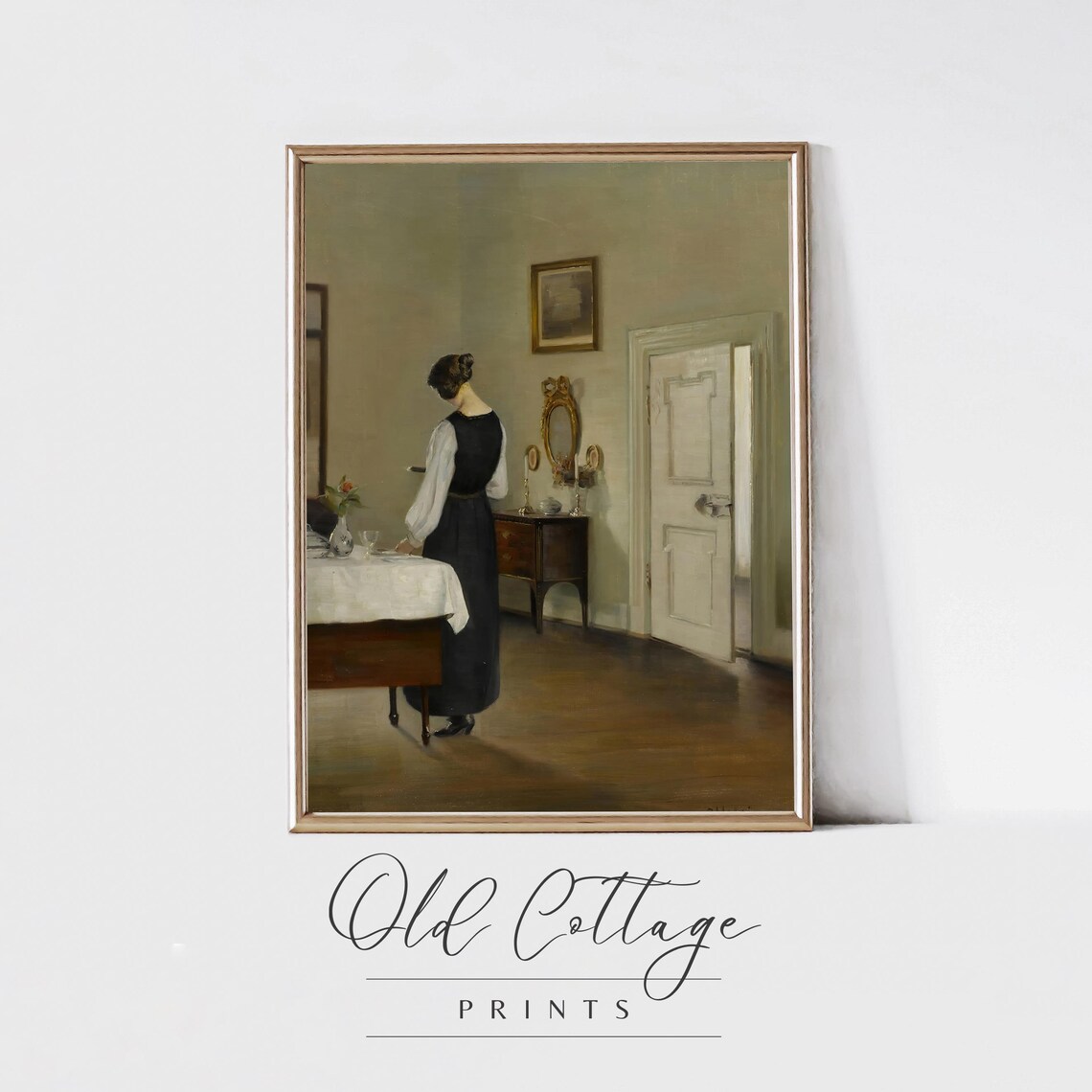 Woman In Dark Victorian Dress In Elegant Vintage Room Poster