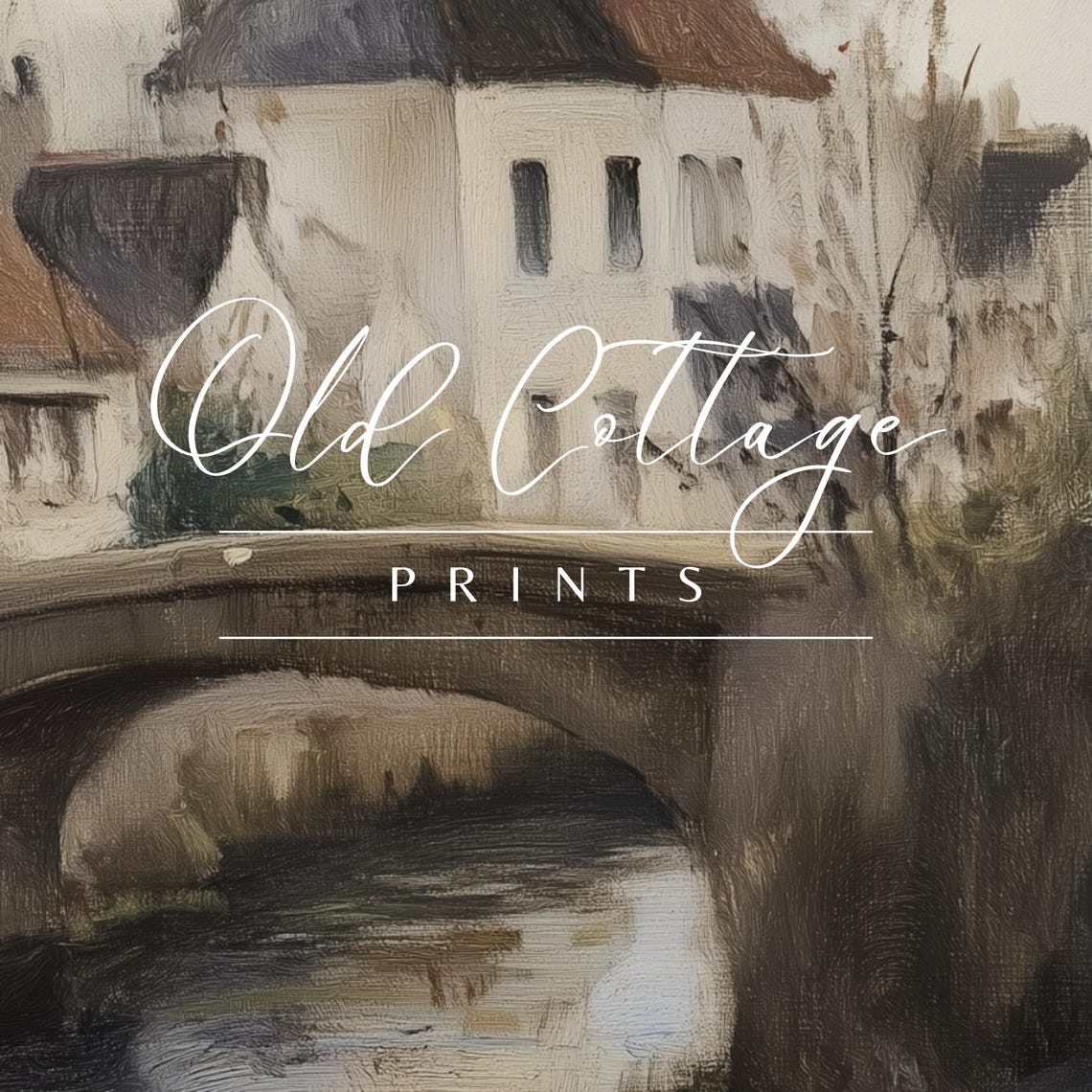 Village Stone Bridge Over River Misty Vintage Scenic Art Print - Image 2