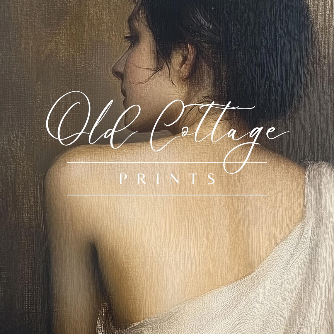 Woman Draped in White Cloth Classical Profile Portrait Art Print - Image 2