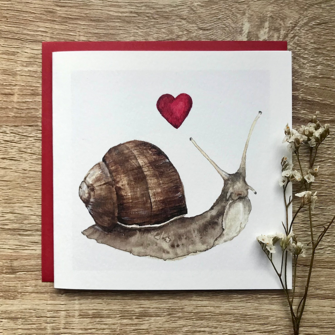 Snail Heart Art Print, Nature-Inspired Card
