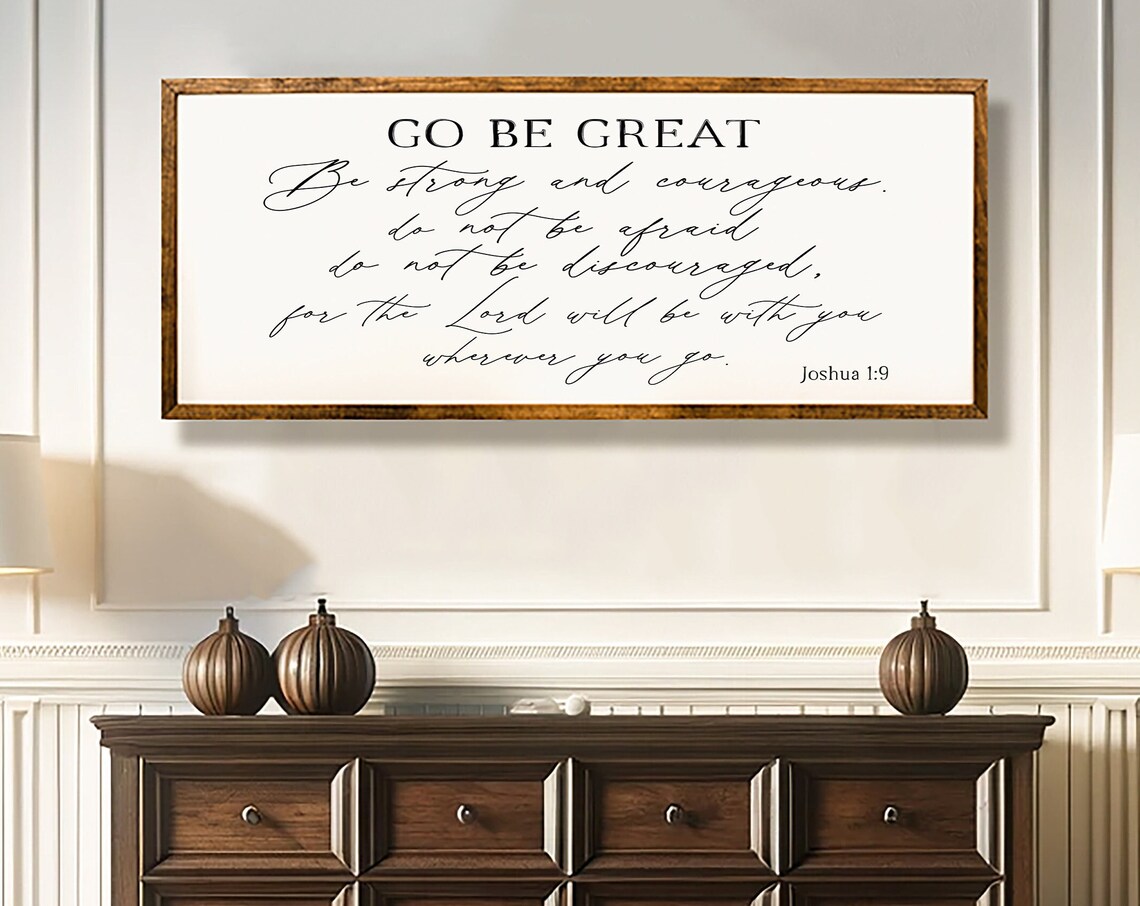 Joshua 1:9 Scripture Sign, Farmhouse Wall Art Print