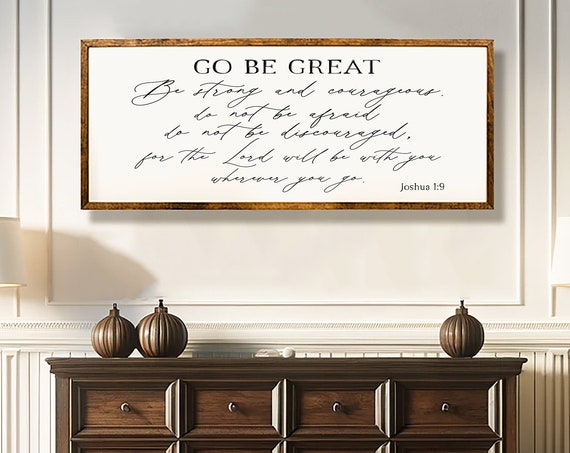 Joshua 1:9 Scripture Sign, Farmhouse Wall Art Print