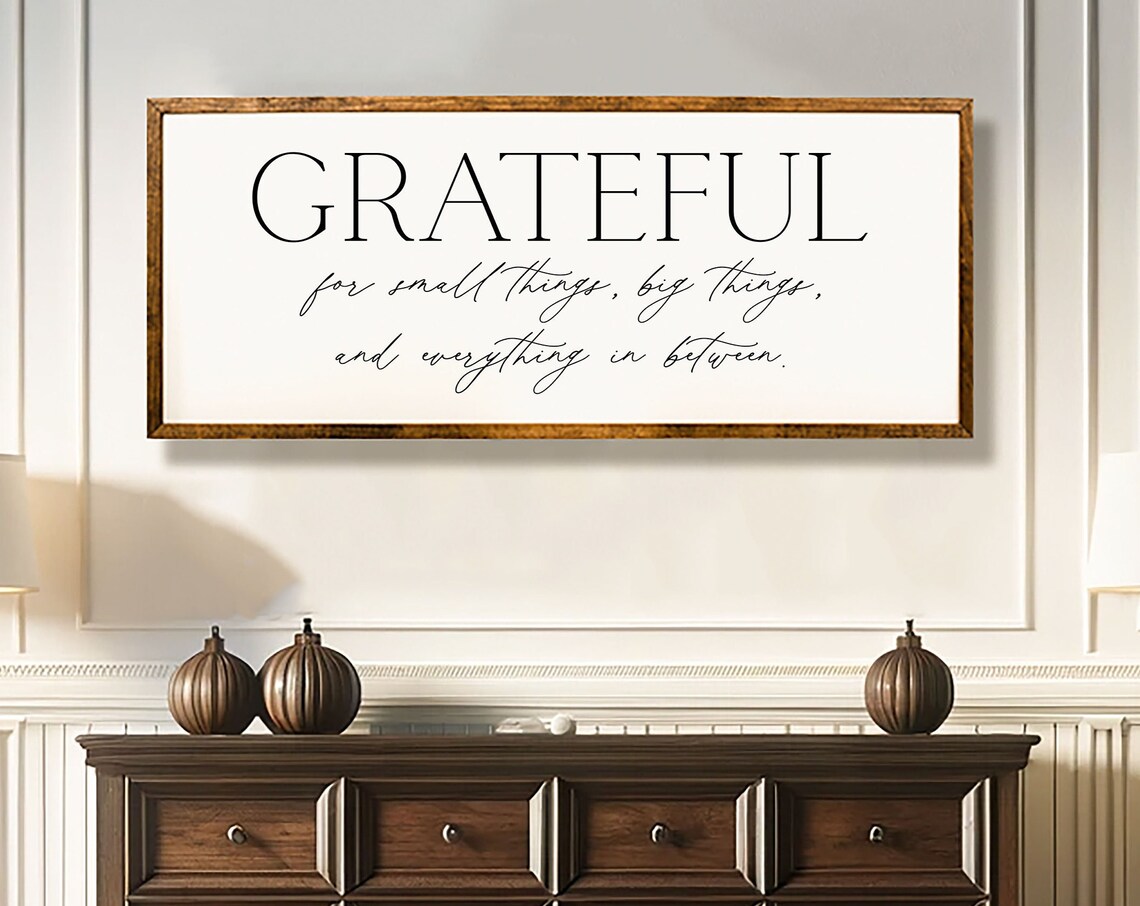 Grateful For Big Things Quote Wall Art Print