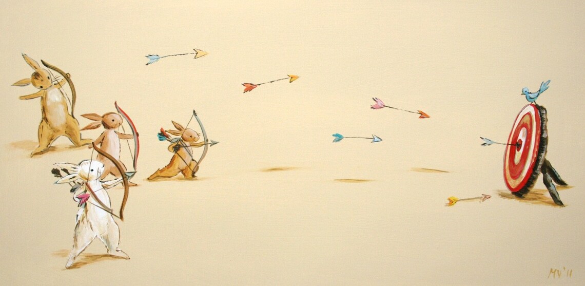 The Archery Club Rabbit Art Print, Room Decor
