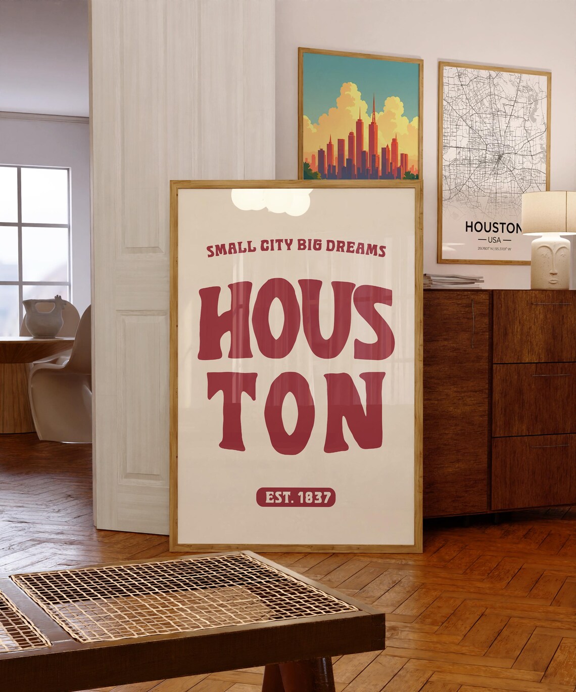 Houston Poster Houston City Map Wall Art Houston Vintage Travel Poster Houston Travel Print Houston Texas Print Houston City Wall Art
