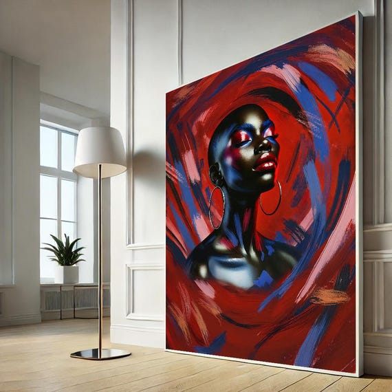 Red Abstract Woman Canvas Wall Art Print Bold Modern Minimalist Decor For Home Living Room Office