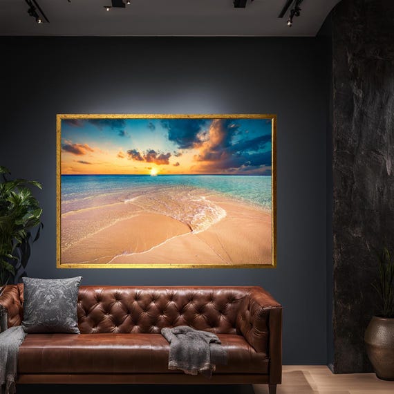 Landscape Beach Ocean Sunset Home Decor Canvas Wall Art Modern Print Abstract For
