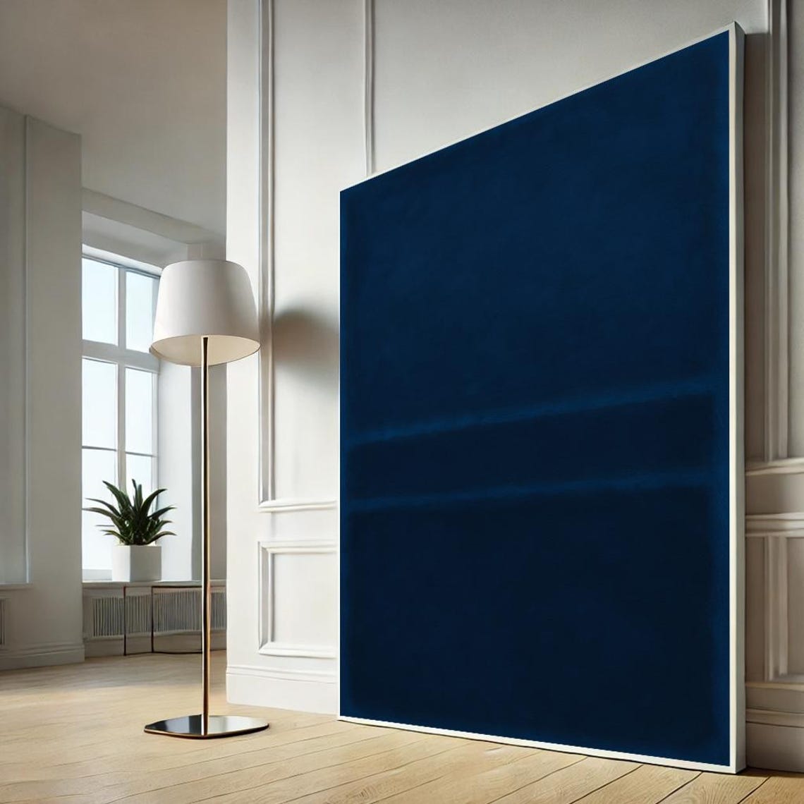 Deep Blue Modern Abstract Color Field Rothko Style Canvas Print