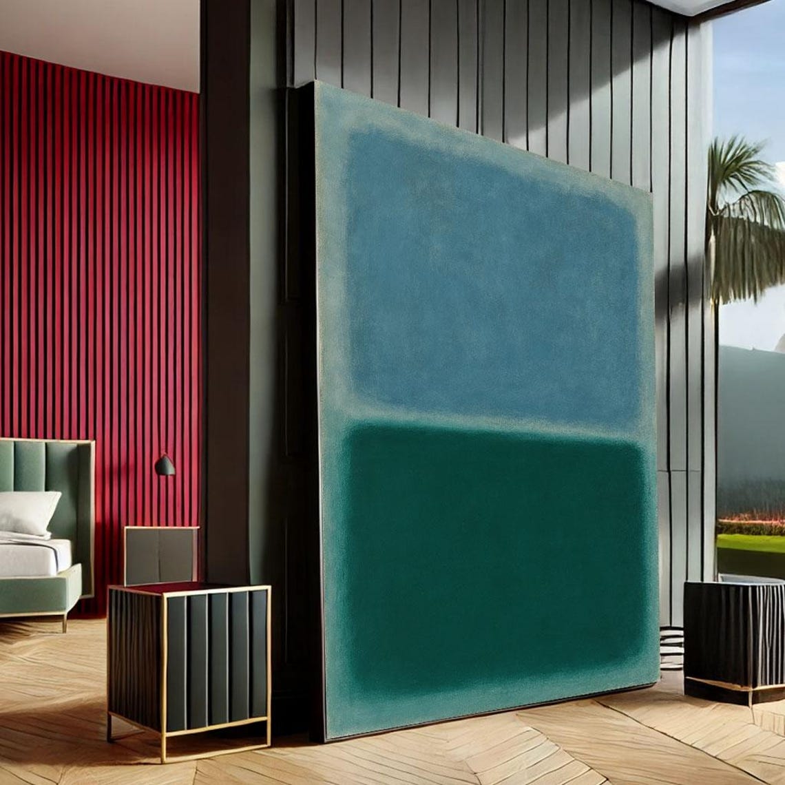 Mark Rothko Inspired Blue Green Color Field Modern Abstract Art Poster
