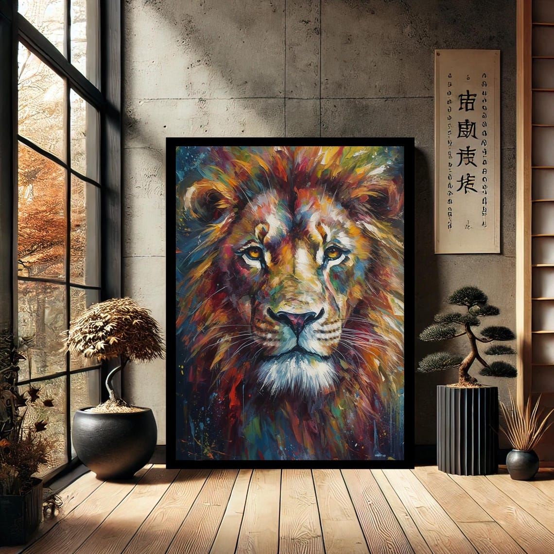 African Lion Animals Canvas Wall Art Modern Print Abstract Decor For Home