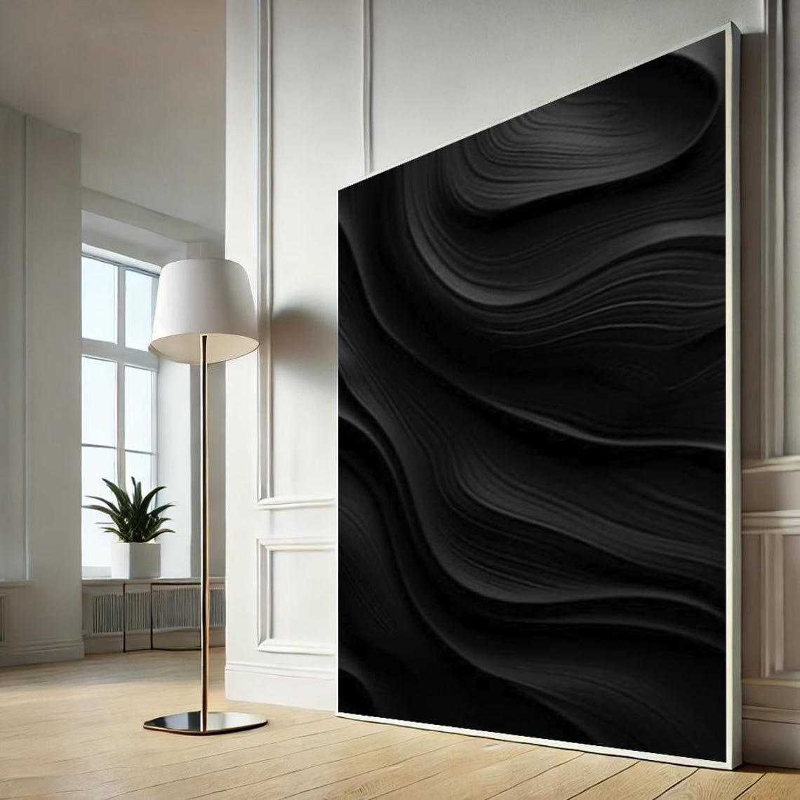 Bold Abstract Modern Canvas Wall Art Print Black Living Room Decor Statement Piece