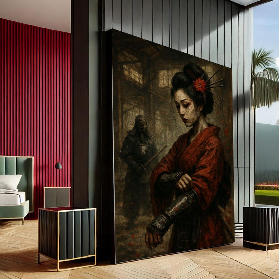 Empowered Geisha Warrior Samurai Dark Traditional Japanese Poster