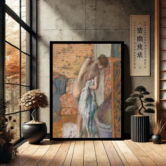 Edgar Degas Bather with Towel Impressionist Pastel French Art Poster