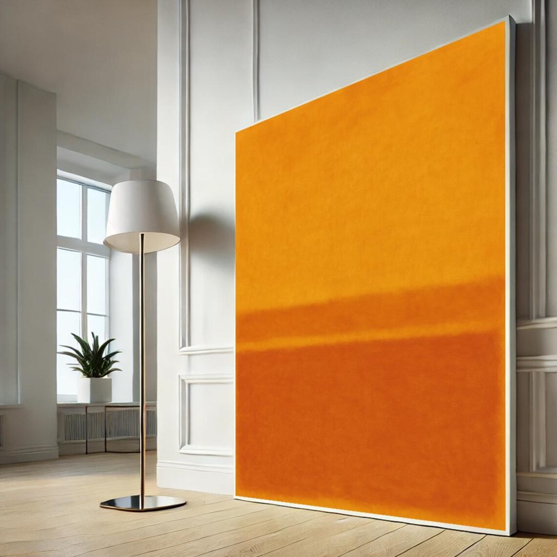 Bold Orange Color Field Abstract Canvas Modern Minimalist Statement Poster