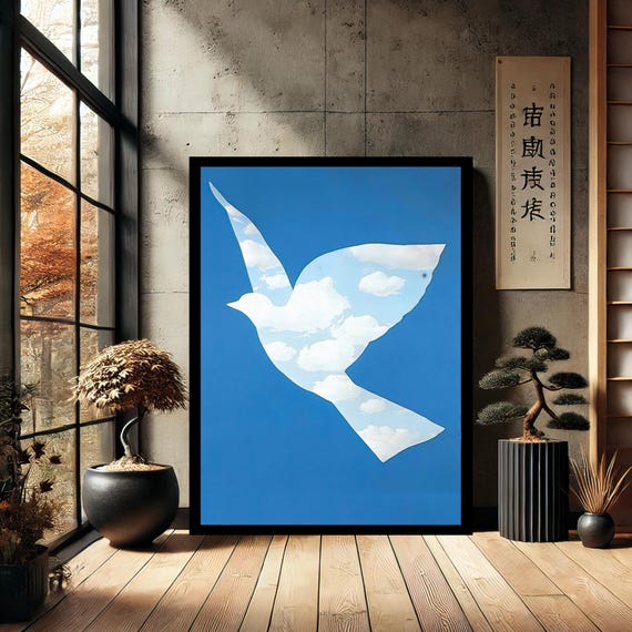 Rene Magritte Sky Bird Home Decor Canvas Wall Art Modern Print Abstract For