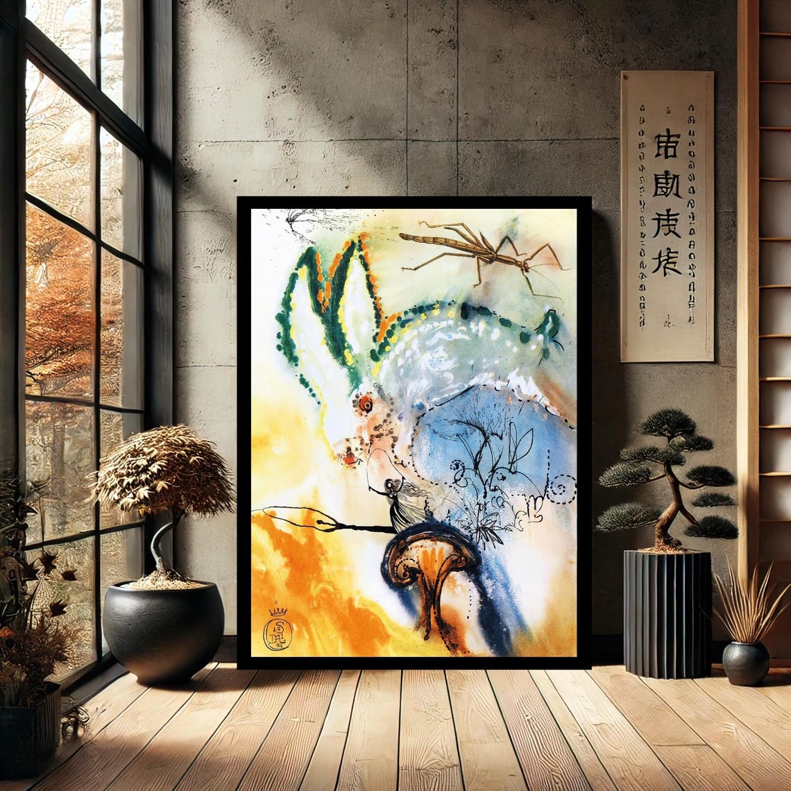 Salvador Dali Down The Rabbit Home Decor Canvas Wall Art Modern Print Painting Abstract For