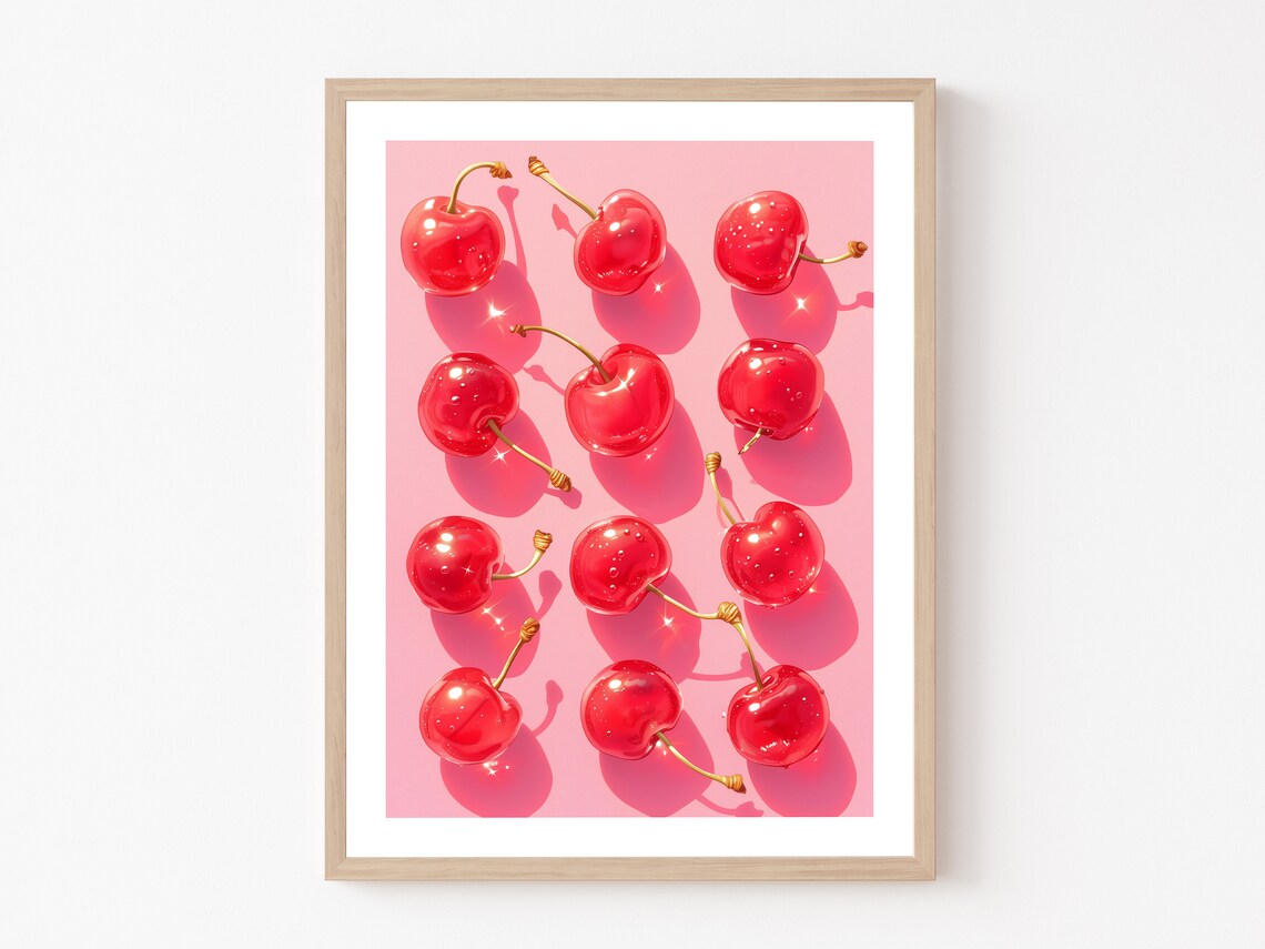 Kitchen Art Herries Wall Art Cherry Herries Poster Retro Wall Art Art Print