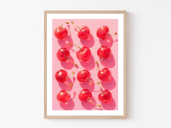Kitchen Art Herries Wall Art Cherry Herries Poster Retro Wall Art Art Print