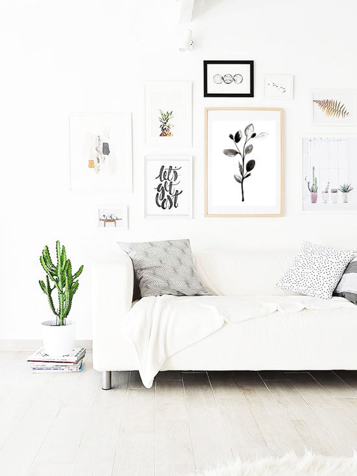 Minimal Black Botanical Branch Watercolor Simple Leaf Stem Art Print - Image 2