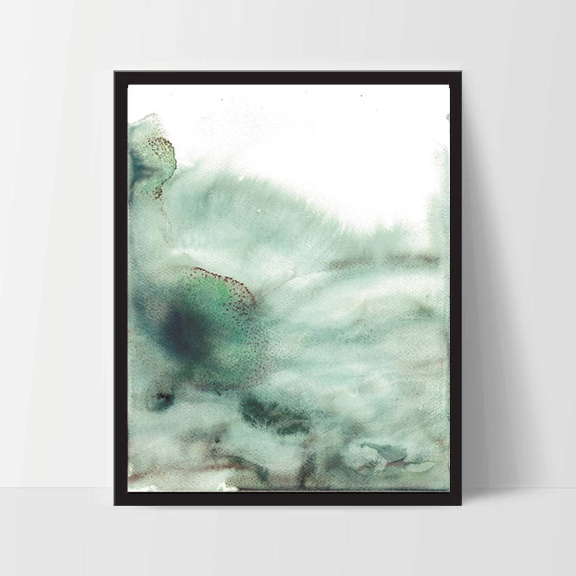 Teal Green Abstract Watercolor Wash Marble Texture Modern Print - Image 2