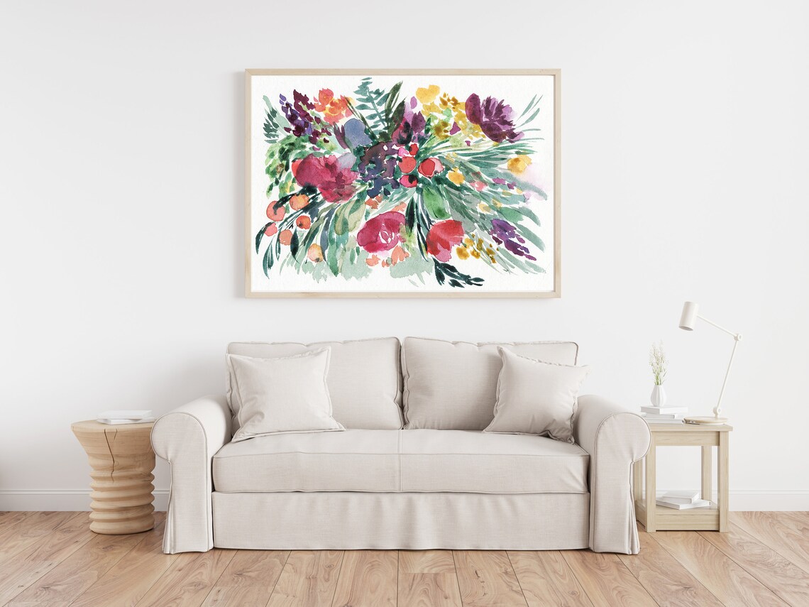 Floral Art Instant Art Flowers Print Botanical Wall Art Colorful Floral Print Floral Art Flowers Watercolor Art - Image 3