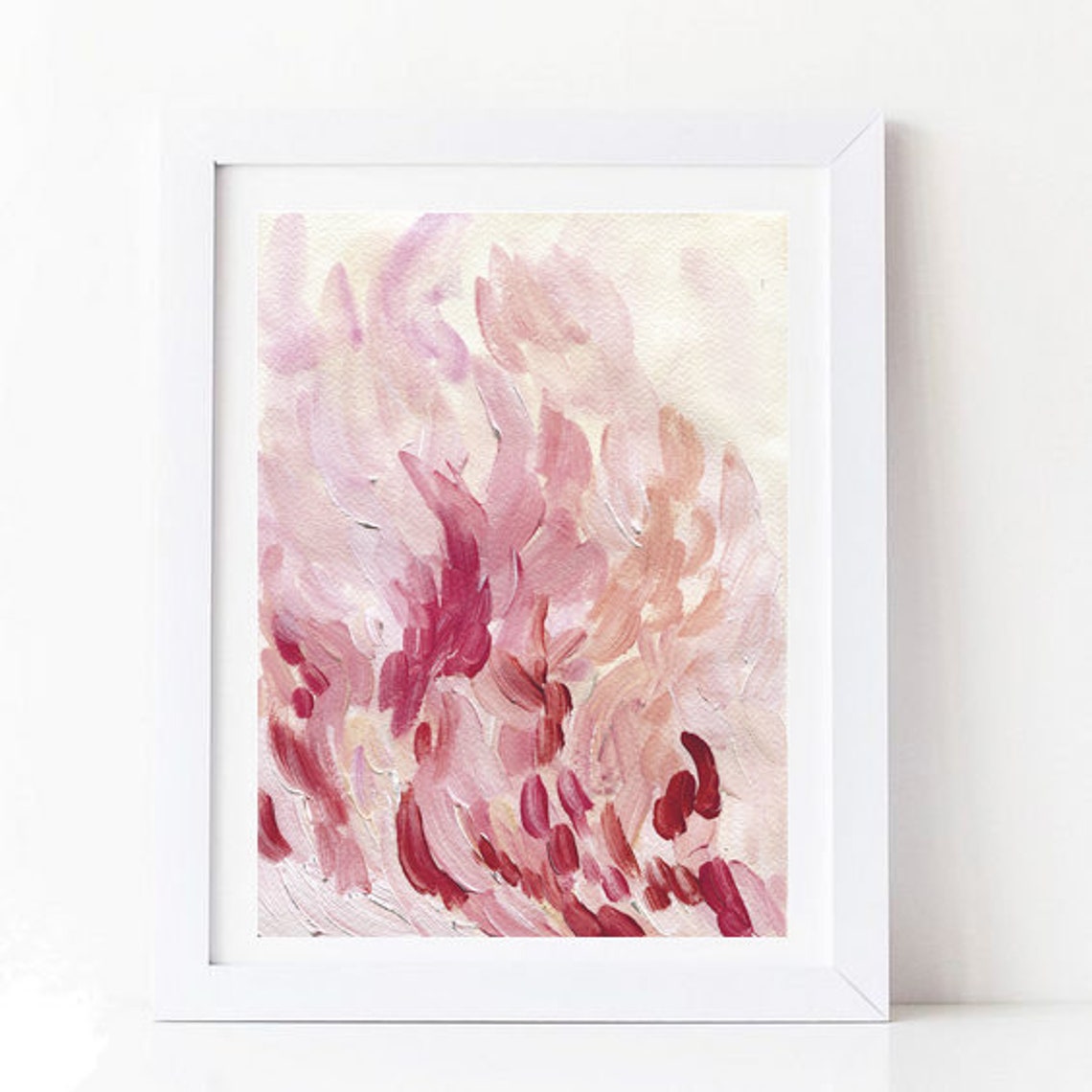 Soft Pink Abstract Watercolor Brushstroke Blush Rose Tone Wall Art