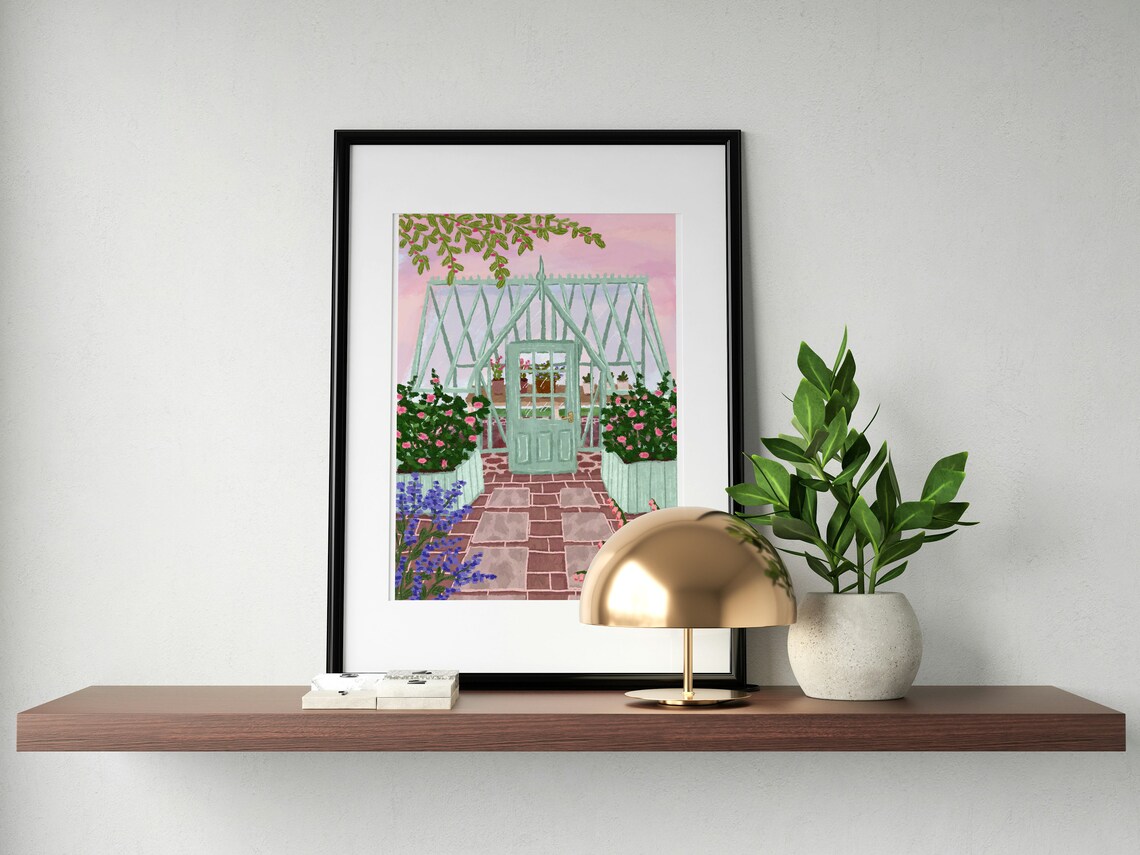 Greenhouse Print, Spring Flowers Garden Art Print - Image 3