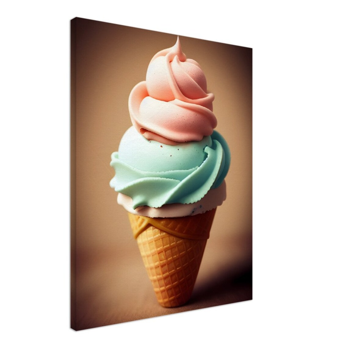 Pastel Pink Mint Ice Cream Cone Sweet Dessert Treat Art Poster - Image 2