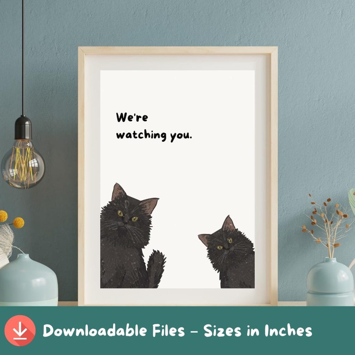 Funny Black Cat Art Print Humorous Kitty Illustration A2a5 Sizes