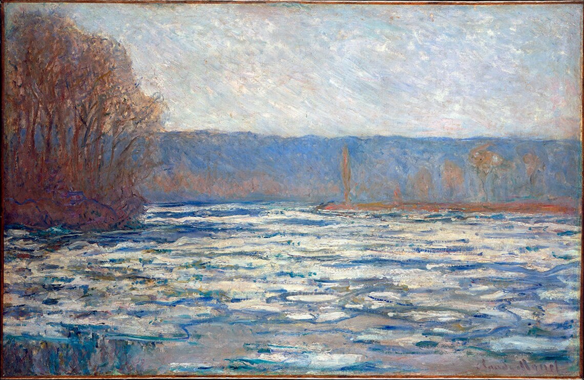 Claude Monet Winter River with Breaking Ice Impressionist Landscape Scene Poster - Image 2