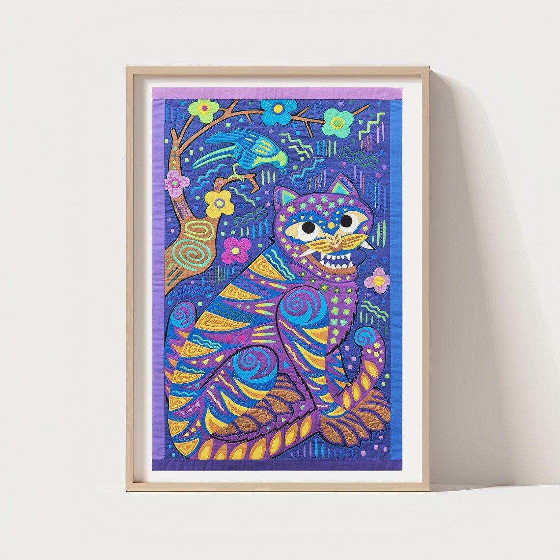 Korean Folk Art Tiger And Magpie Colorful Minhwa Style Poster