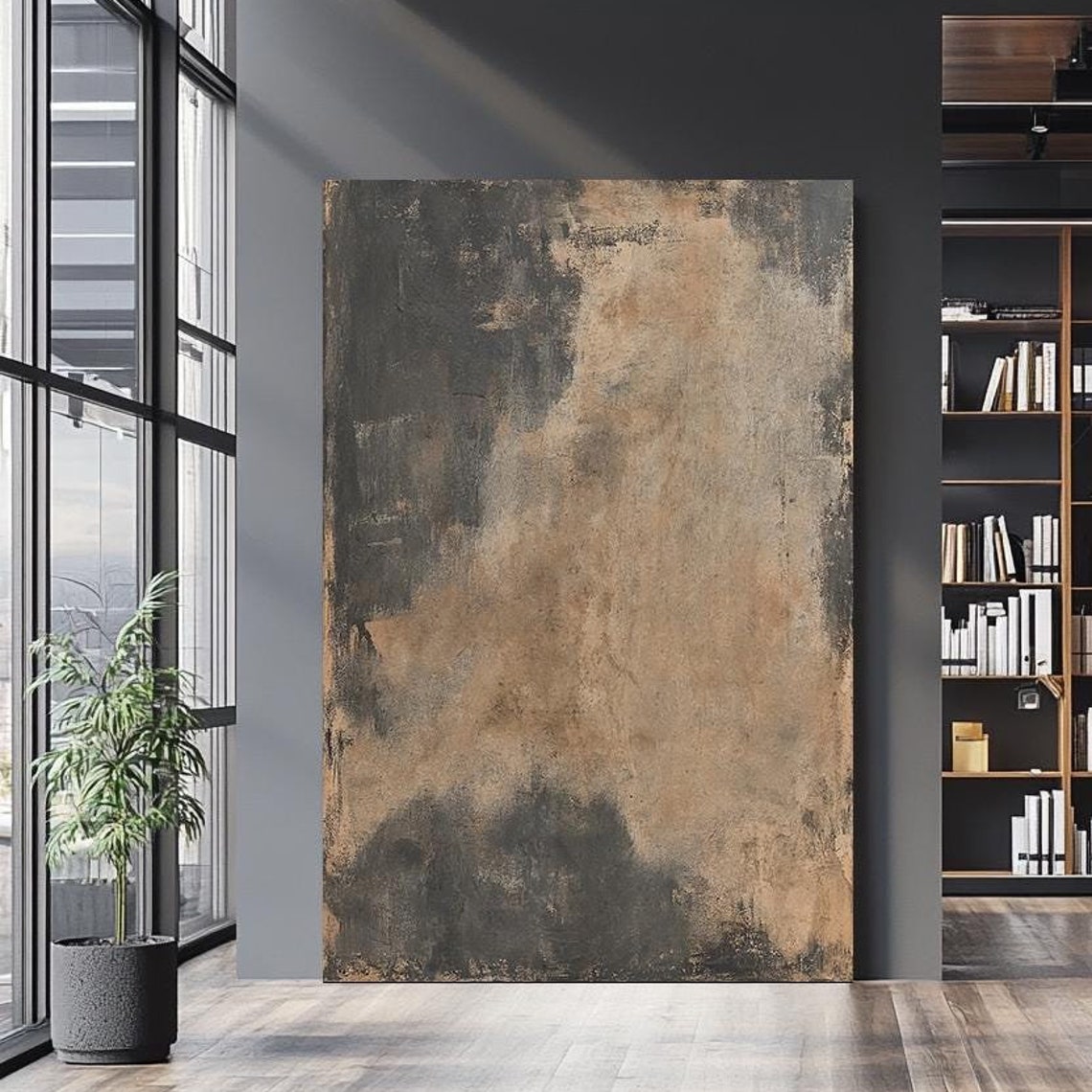 Rustic Abstract Art Minimalist Earthy Wall Decor Modern Neutral Tones Painting Distressed Textured Artwork For Home
