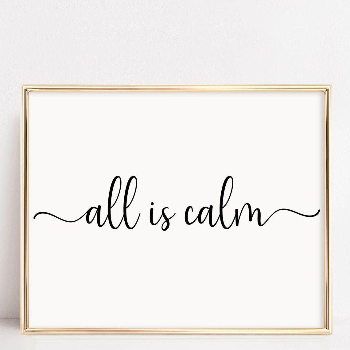 All Is Calm Script Minimalist White Christmas Holiday Poster