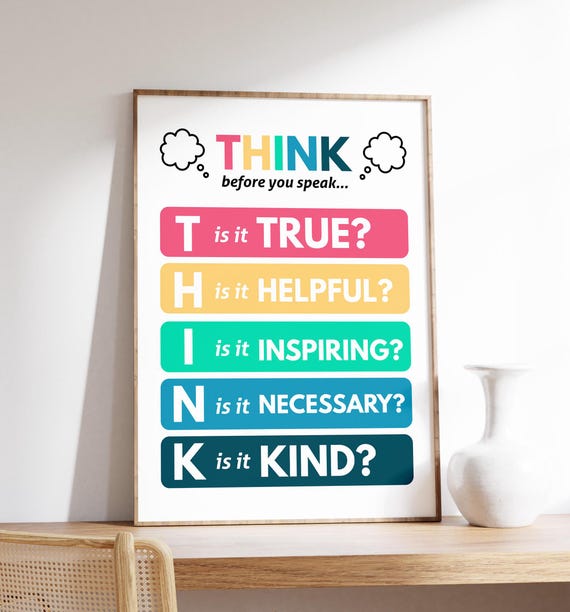 Think Before You Speak Poster, Teacher Motivation