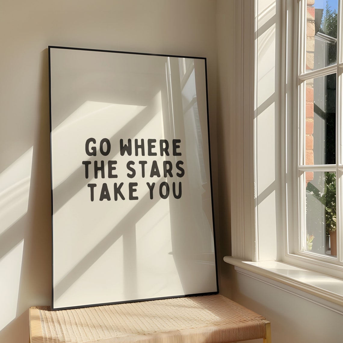 Go Where The Stars Take You Bold Black Typography Quote Poster