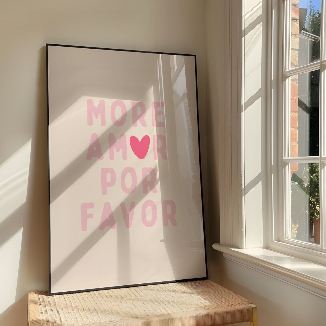 More Amor Por Favor Pink Heart Love Typography Sign Wall Poster