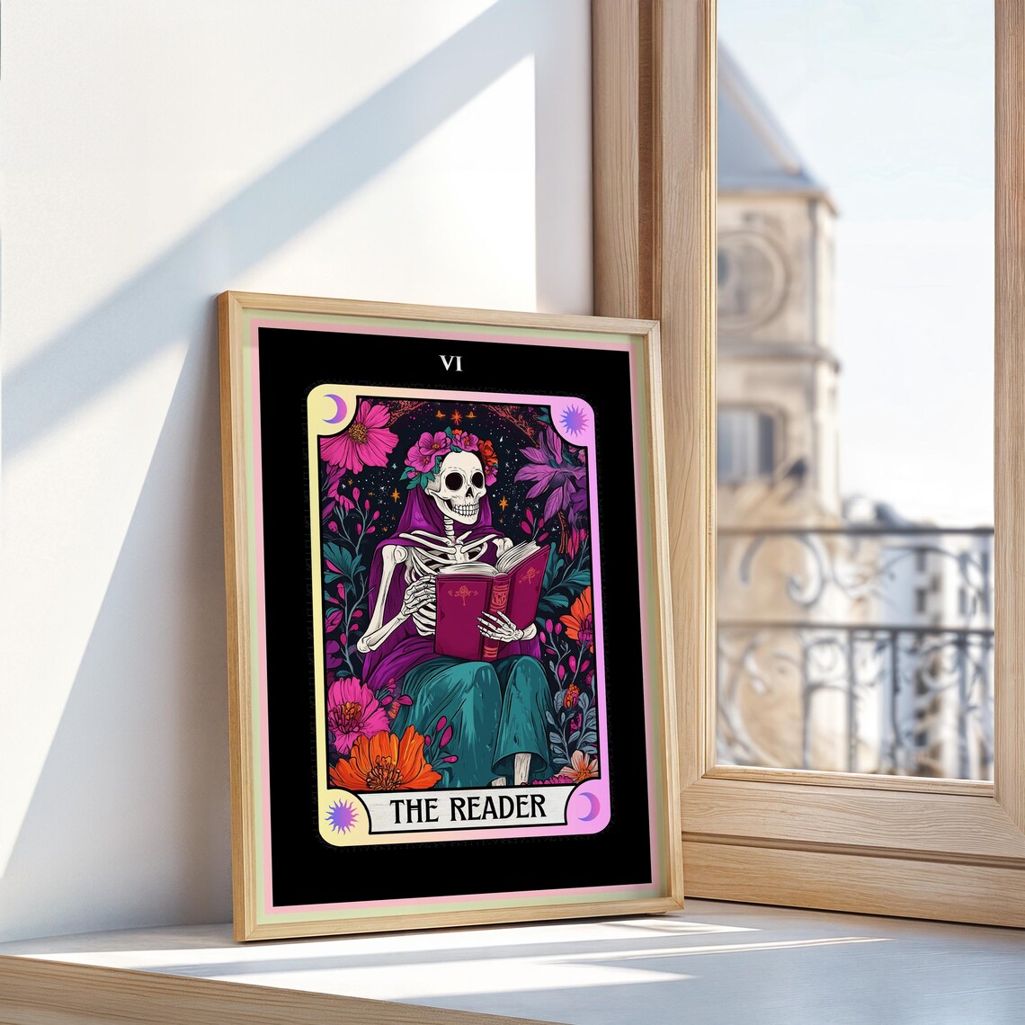 The Reader Tarot Card, Cute Skeleton Book Lover - Image 4