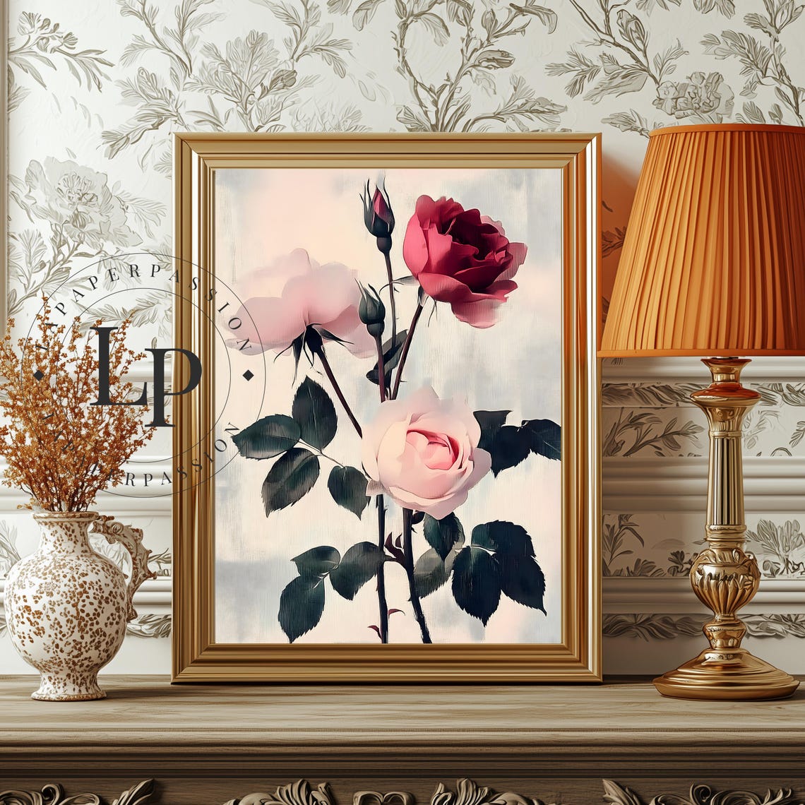 Vintage Floral Rose Art Print Still Life With Roses Antique Flower Painting Rose Wall Art Print Rose Painting Pink Flower Print - Image 3